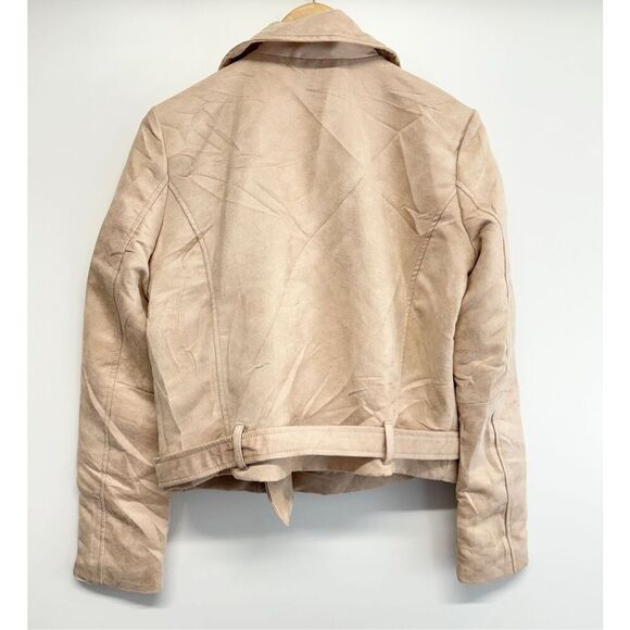 Lauren Conrad Moto‎ Jacket Faux Suede Tan Long Sleeve Size 12 - Picture 6 of 6